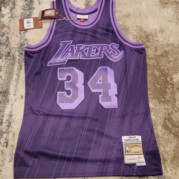 Shaquille O'Neal Lakers Mitchell & Ness Monochrome 96-97 Swingman Jersey Sz M - Picture 2 of 13